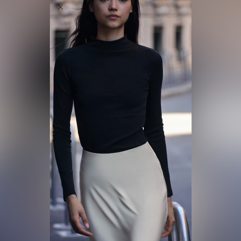 Zara Turtleneck Long Sleeve Top Black Size S NWT